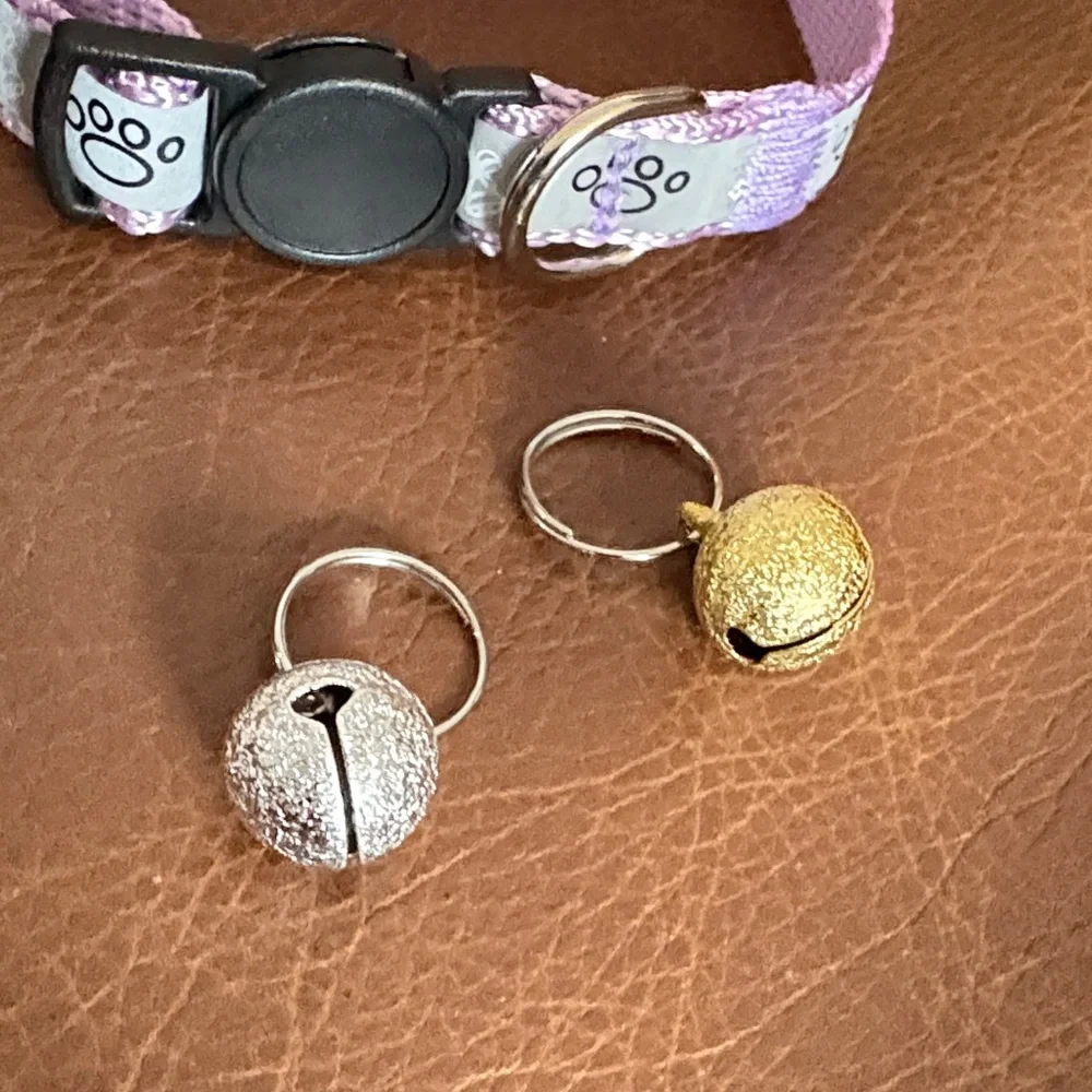 Adjustable Pink Cat Collar with Paw Print Charm - Brand: